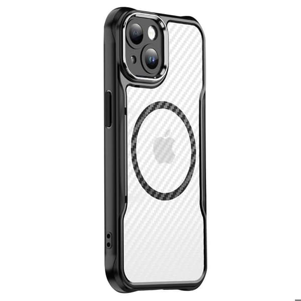 Coque iPhone 15 - Carbon Bagside - Forstærket Stødabsorption - MagSafe - Sort Svart