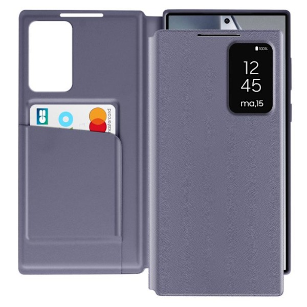 Fönsteretui för Samsung Galaxy S24 Ultra med kortficklock Lavendel Lila