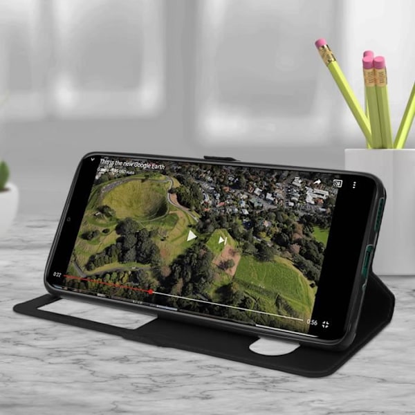 Kotelo - AVIZAR - Wiko View 4 / 4 Lite - Täyskotelo - Kaksoisikkuna - Tuki Svart