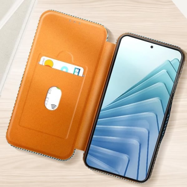 Kolfodral för Redmi Note 14 5G Kortfack Anti-RFID Stöd Blå Blå