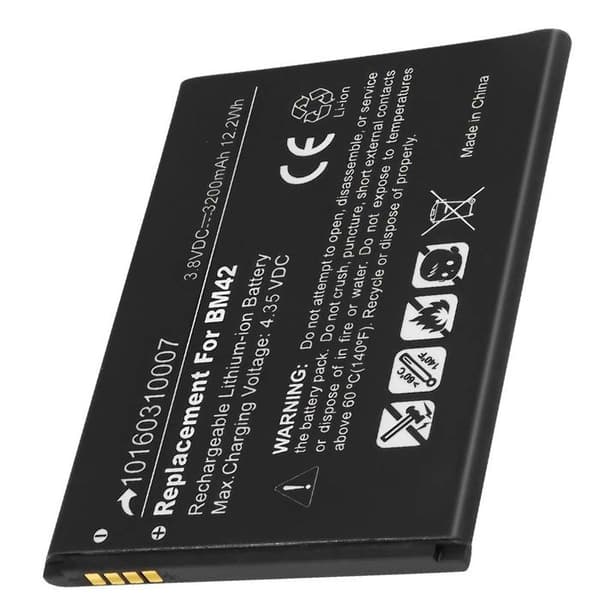 Erstatningsbatteri - AVIZAR - BM42 - 3200mAh - Li-ion - 3,8V - Sort Svart