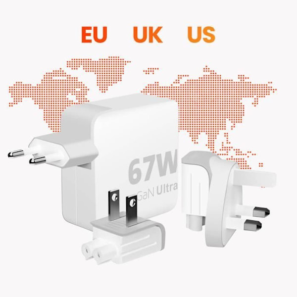 Matkachatka - Xtorm - GaN Ultra 67W - 2x USB C Power Delivery - 2m kaapeli - Valkoinen Vit