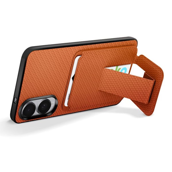 Coque iCarbon för Samsung S25 Edge Silikon Kortfack Stöd Brun kastanj