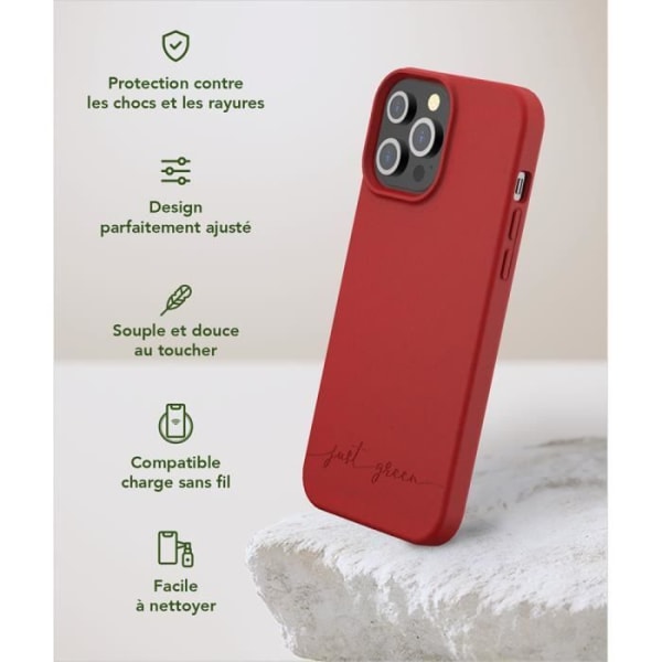 Rött biologiskt nedbrytbart skal för iPhone 13 Pro Max Just Green
