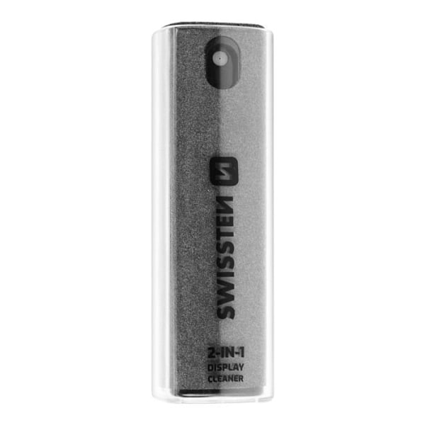 2-i-1 Skærmrengøringsmiddel 10ml med Mikrofiberklud, Kompakt Format, Swissten Grå