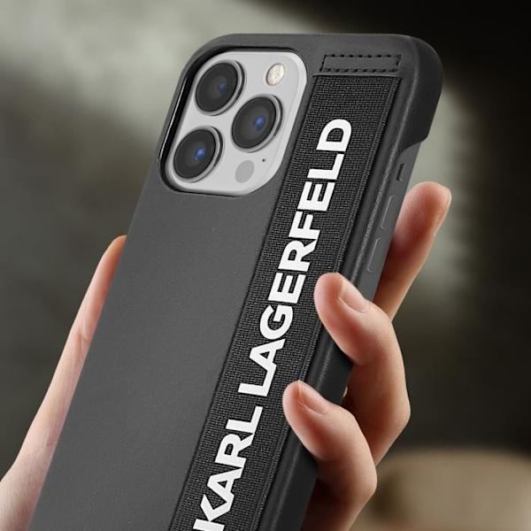 Fodral till iPhone 13 Pro - KARL LAGERFELD - Elastisk rem Svart - Stötsäker Svart