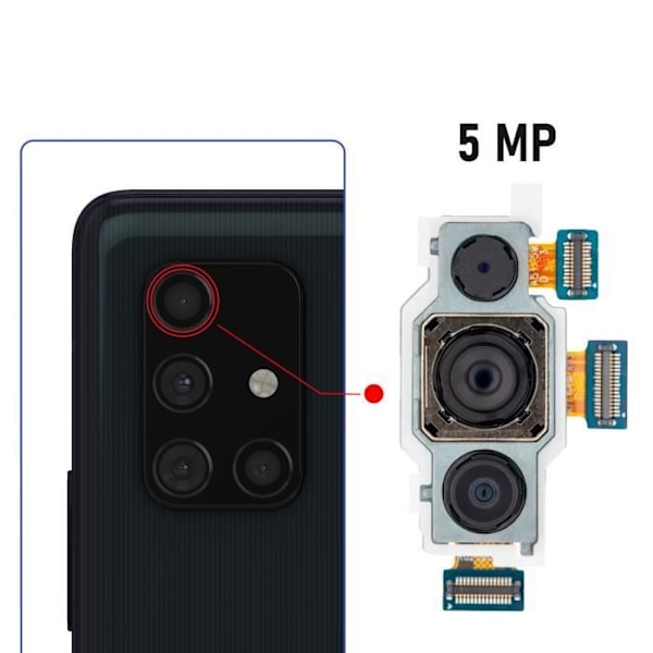 Takakameran varaosa - AVIZAR - Samsung Galaxy A71 - 64MP - 12MP - 5MP musta Svart