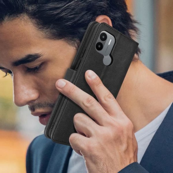 Etui til Xiaomi Redmi A2 Flip Wallet og videoholder sort Svart