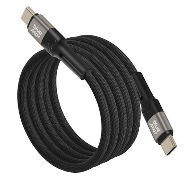 USB C-kabel - BLUESTAR - 60W modell - Längd 2m - Snabbladdning - Flätad nylon Svart