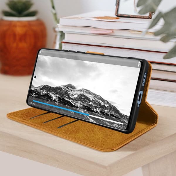 Vivo X80 Pro Wallet Case Video Support Function ruskea brun