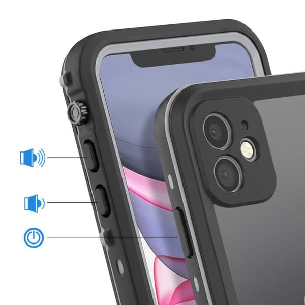 360° Helcover til iPhone 11 Vandtæt IP68 med Skærmbeskyttelse Shellbox Sort Svart