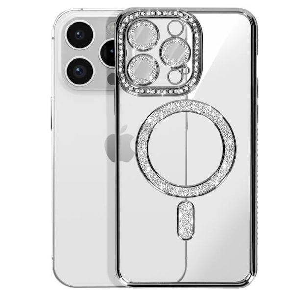 Coque Diamant pour iPhone 14 Pro MagSafe Contour Strass Noir Svart
