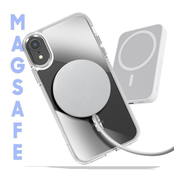 MagSafe-kuori iPhone XR:lle, kirkas takana, hopeanvärinen Grå