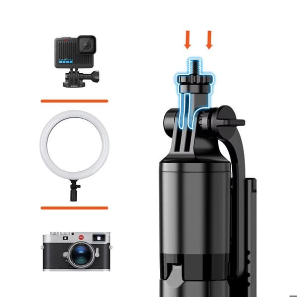 Perche Selfie - LinQ - Svart - 2-i-1 med Stativ - Rotera 360° - Bluetooth-fjärrkontroll