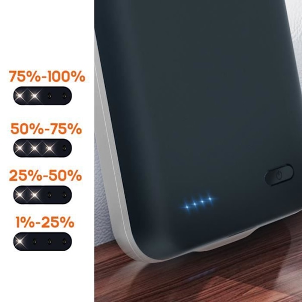 Kotelo iPhone 15:lle 2in1 Suojaus 6800mAh Akku USB C Liitin Yönsininen Blå