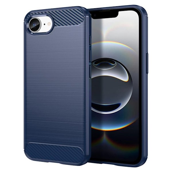 iPhone 16e Skal Silikon Design Kolfiber Borstad Blå Blå