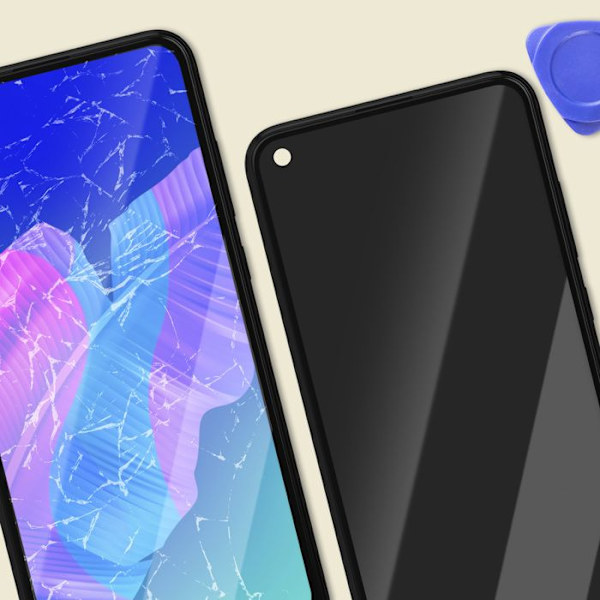 LCD-skærm + berøringsglas til Huawei P40 Lite E med sort ramme Svart