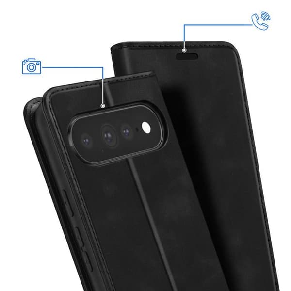 Pungetui til Google Pixel 11 / 11 Pro Suede Effekt med Sort Støtte Svart