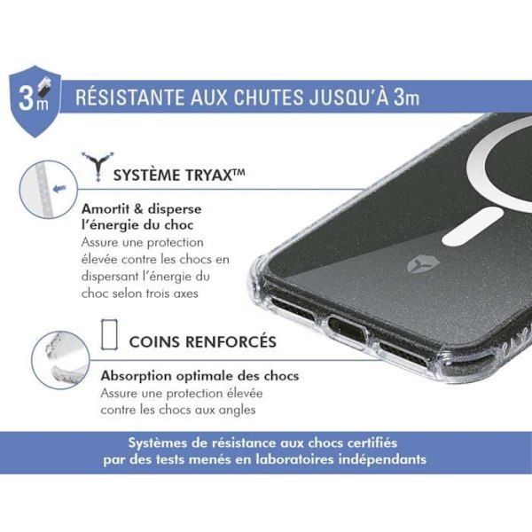 iPhone 16 Plus AIR-vahvistettu kotelo MagSafe-yhteensopiva läpinäkyvä ja kimalteleva - elinikäisen takuun voimassa oleva suojakotelo Transparent med glitter