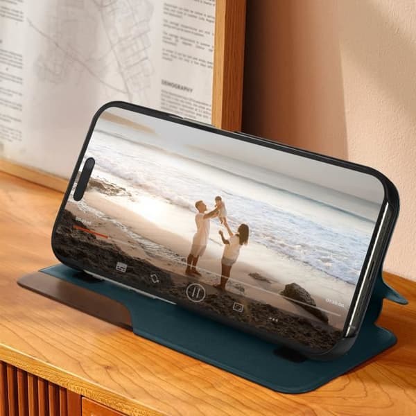 Cover til iPhone 15 Pro Max - AVIZAR - Flip Display Window - Grøn - Rigid - Syntetisk Grön
