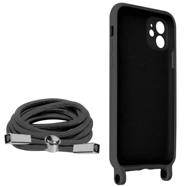 Coque til iPhone 11 - AVIZAR - Semi-rigid - Halsrem 80cm - Sort - Unisex Svart