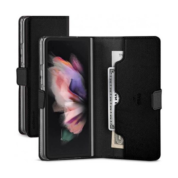 Etui til Galaxy Z Fold 3 Folio med magnetisk lukning og pengekræft Mercury Sort Svart