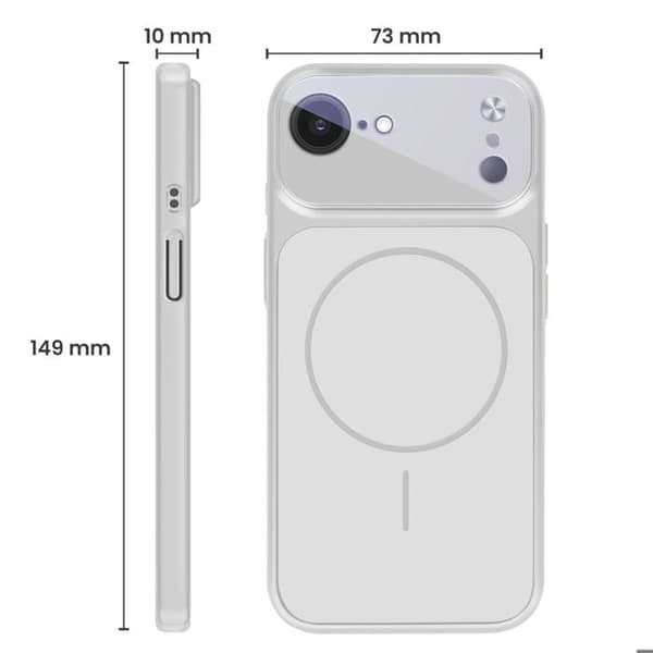 MagSafe-kuori iPhone 16:lle, jossa on lasinen kameransuoja, harmaa Grå