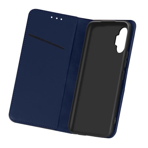 Etui til Samsung Galaxy A32 - AVIZAR - Porte-carte Video Støtte - Ægte Læder - Mørkeblå Nattblått