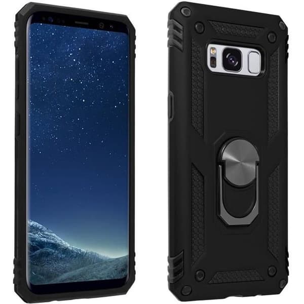 Coque - AVIZAR - Samsung Galaxy S8 - Bi materiale - Hold ring - Sort videostativ Svart