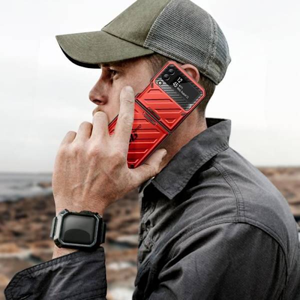 Samsung Galaxy Z Flip 4 Monikerroksinen Unicorn Beetle Pro -kotelo Supcase Red Röd
