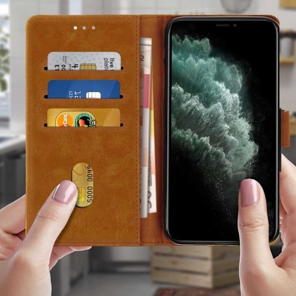 iPhone 11 Pro Max-fodral - AVIZAR - Chesterfield - Brun - Plånbok med Videostöd kastanj