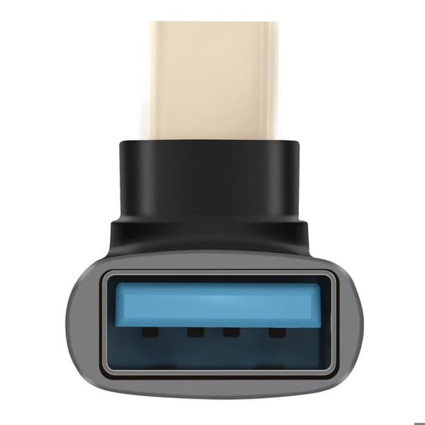 USB 3.2 hun til USB C han 10Gbps 90° vinkelret design LinQ Grå