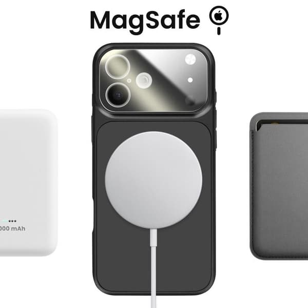 MagSafe-cover til iPhone 17, hård med glasbeskyttelse til kamera, sort Svart