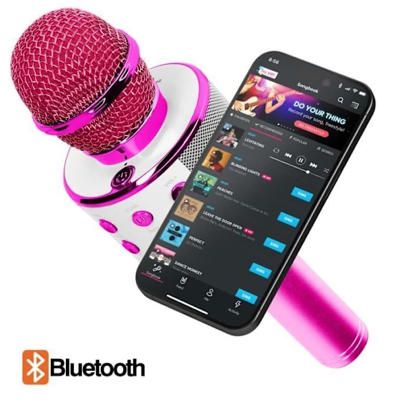 Mikro Karaoke Bluetooth Högtalare med inbyggda multifunktionsknappar Fuchsia Rosa