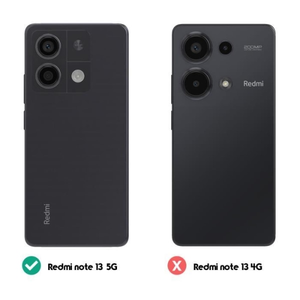 Taske til Xiaomi Redmi Note 13 5G - AVIZAR - Metal Ring Support Funktion - Rød Röd