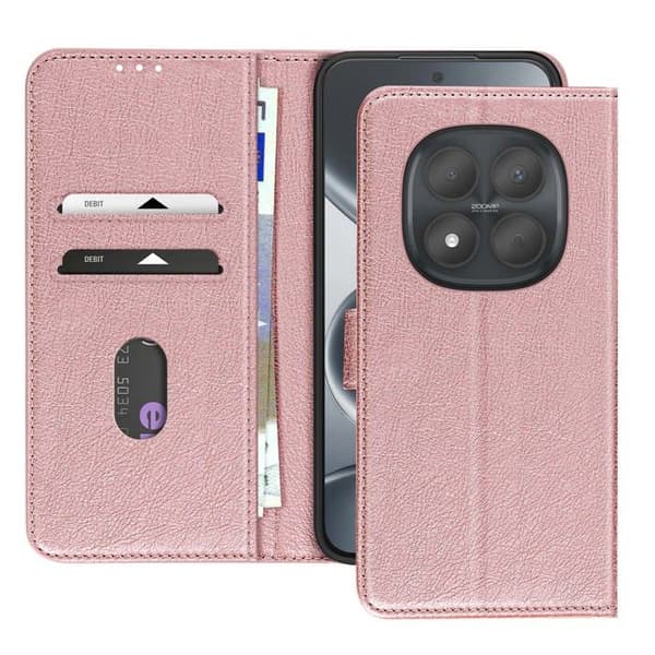 Plånboksfodral för Redmi Note 15 Pro 5G Chesterfield Grainé Ställfunktion Rosa Ros