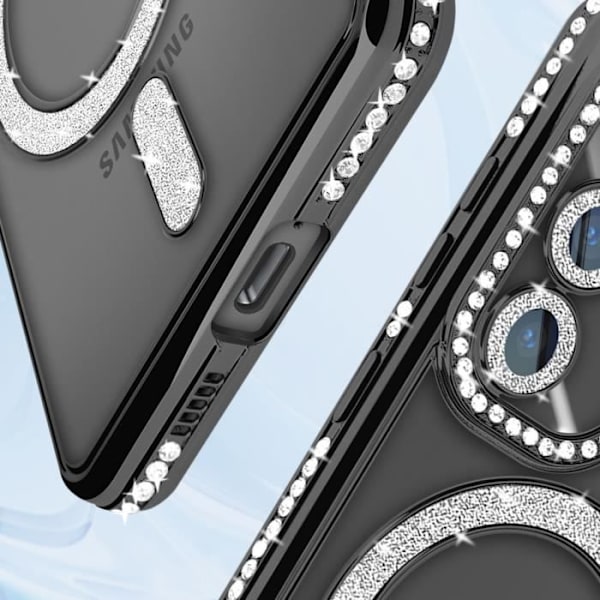 Coque - AVIZAR - Samsung Galaxy S24 Plus - Rigidé - Strass Noir - Compatibel MagSafe Svart