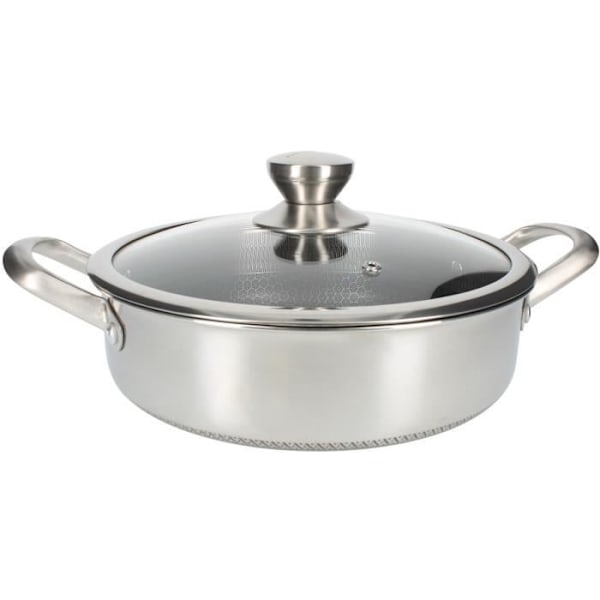 24 cm sauterpande med låg Cheffinger i premium non-stick rustfrit stål sølv