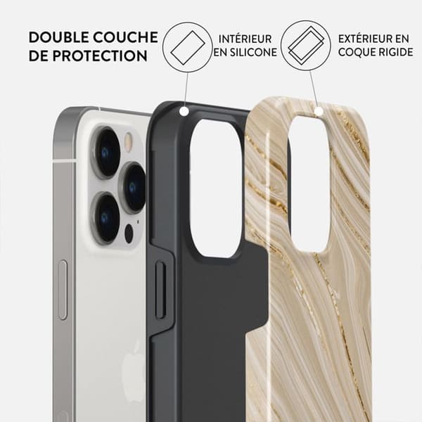 Coque til iPhone 14 Pro - BURGA - Full Glam - Stødabsorberende - Beige - Blød brun