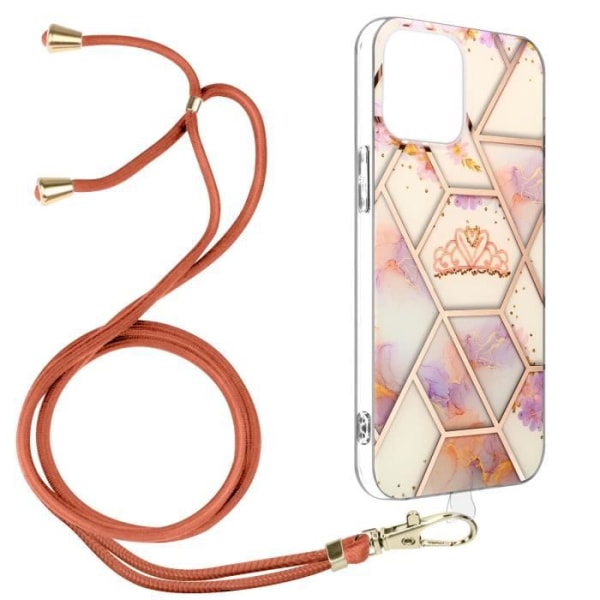 iPhone 12 Pro Max johtokuori Geometrinen kuviollinen silikonigeeli Rose Gold Pink