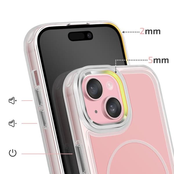 MagSafe-cover til iPhone 15 Plus / 14 Plus Forstærket Bi-materiale Beskyttelse Rosa Ros