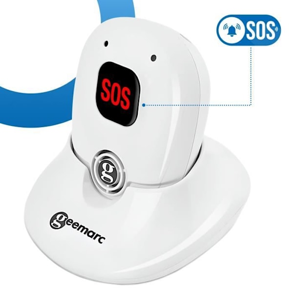 Nødsituation Pendentif SOS - GEEMARC - Pro 595 - Håndfri - Autonomi 5H - Rækkevidde 200m Vit