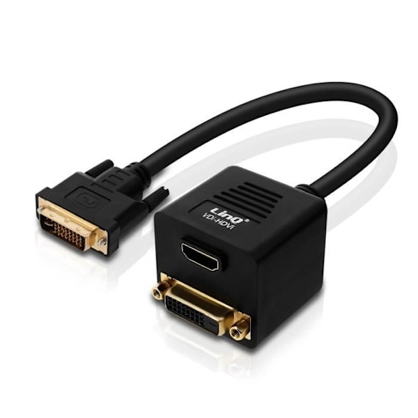 LinQ DVI-D uros-DVI-D ja HDMI-naaras HD-audio-videosovitin 33 cm musta