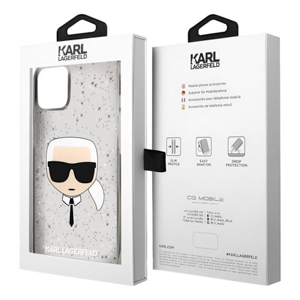 Glitter Case til iPhone 13 Mini Smoke Finish Karl Lagerfeld Transparent Sort Svart