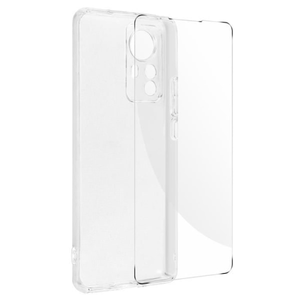 Xiaomi 12 Pro etui Blødt silikone hærdet glasfilm 9H gennemsigtig Vit