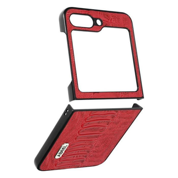 Suojakuori Samsung Galaxy Z Flip 5 -puhelimelle - ABEEL - Hybridi aito nahka - Red Abeel -käärmekuvio Röd