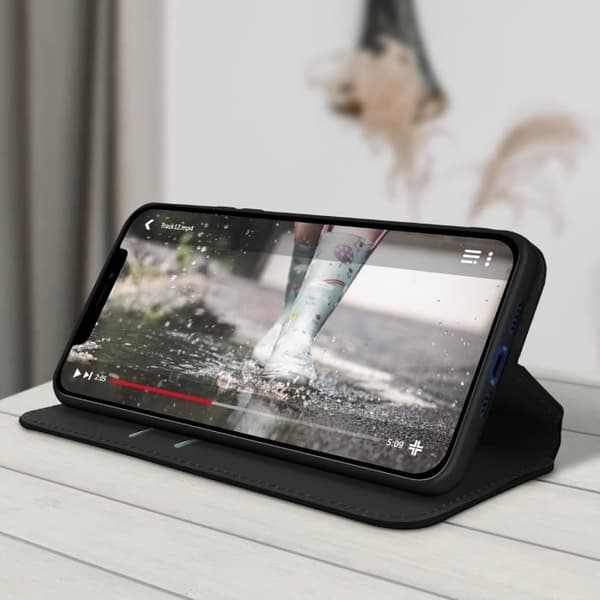 Housse Folio - Apple - iPhone 12 Pro Max - Sort - Videostander - Kortlommer Svart