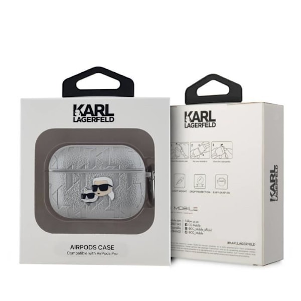 Coque til AirPods Pro med Karl og Choupette Prægning Karl Lagerfeld Sølv Grå