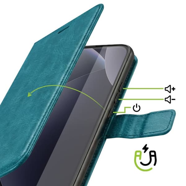 Pungetui til Redmi Note 15 Pro Plus 5G med håndledsrem og standfunktion Mayaxess Turkis Blå