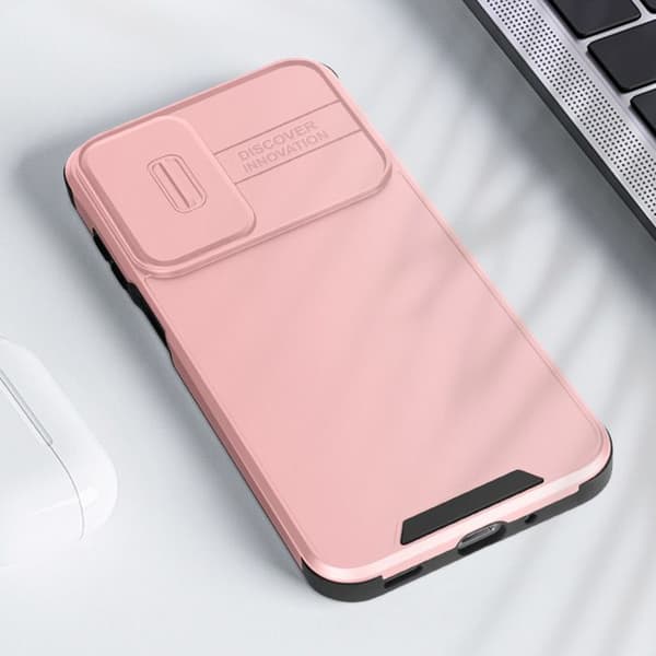 Coque för Samsung Galaxy A16 Stötsäker Med Skjutbart Kameraskydd Roséguld Rosa
